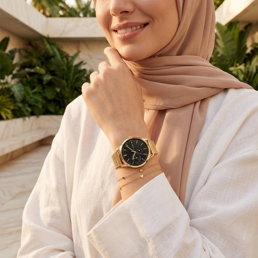 Tommy Hilfiger Brooke 1782019 Multi-Function Black Dial Gold-Tone Women's Watch
