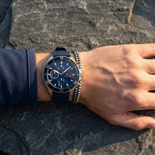 Tommy Hilfiger Larson 1791920 Multi-Function Blue Dial Men's Blue Rubber Watch