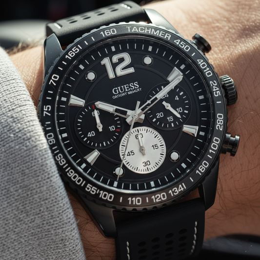 Guess Fleet W0971G1 Men's Black Chronograph Rubber Watch