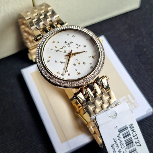 Michael Kors Darci MK3727 Full Gold Crystal Bezel Watch