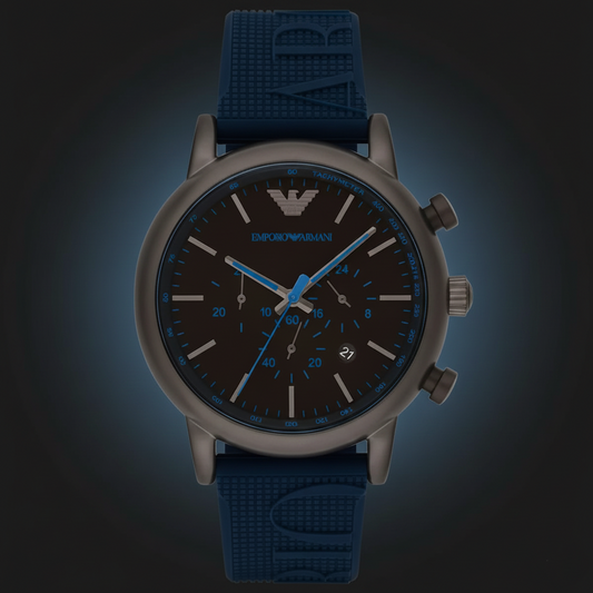 Emporio Armani AR11023 Men’s Black Dial Blue Silicone Strap Chronograph Watch