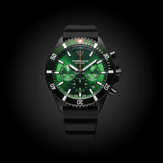 Emporio Armani AR11463 Men’s Green Dial Silicone Strap Diver Chronograph Watch