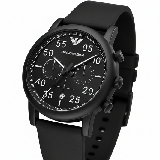 Emporio Armani AR11133 Men’s Black Dial Black Silicone Chronograph Watch
