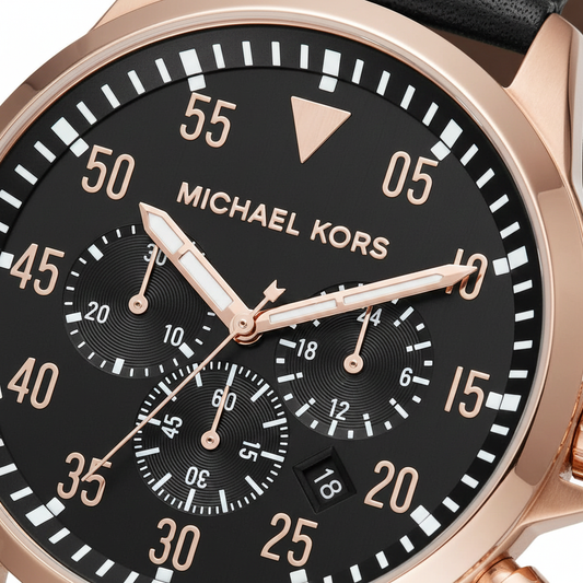 Michael Kors MK8535 Men’s Black Dial Rose Gold Stainless Steel Gage Chronograph Watch