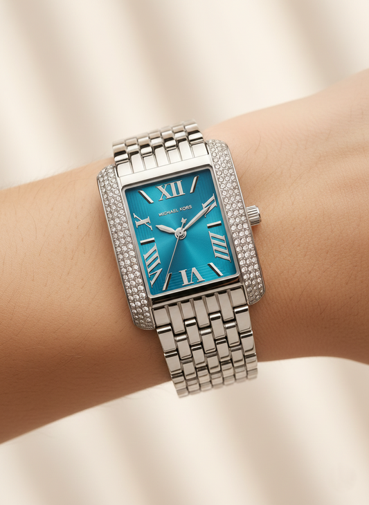 Michael Kors Emery Three MK4829 Women’s Silver Blue Dial Stainless Steel Watch
