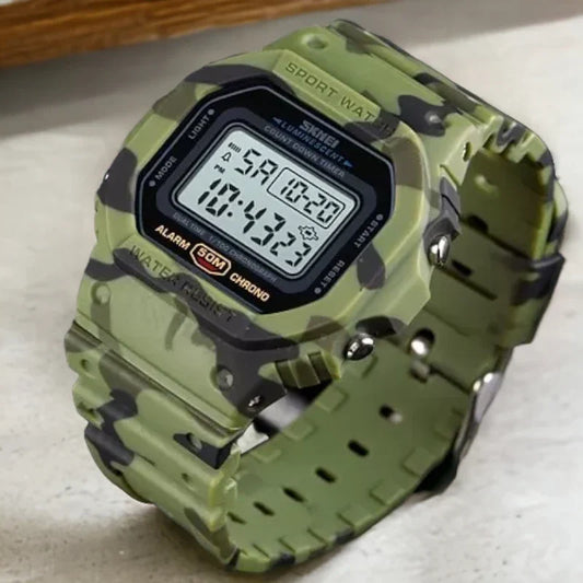 SKMEI 1628 ساعة رياضية رقميه اخضر جيشي مموه