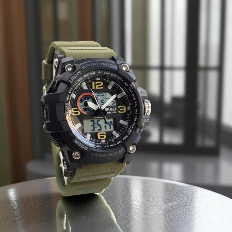 SKMEI 1283 ساعة رياضية رقمي مع عقارب اسود
