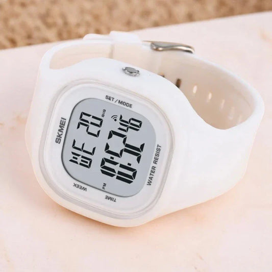 ساعة SKMEI 2290 رياضية للجنسين رقمية مقاومة للماء متعددة الوظائف ابيض سيليكون