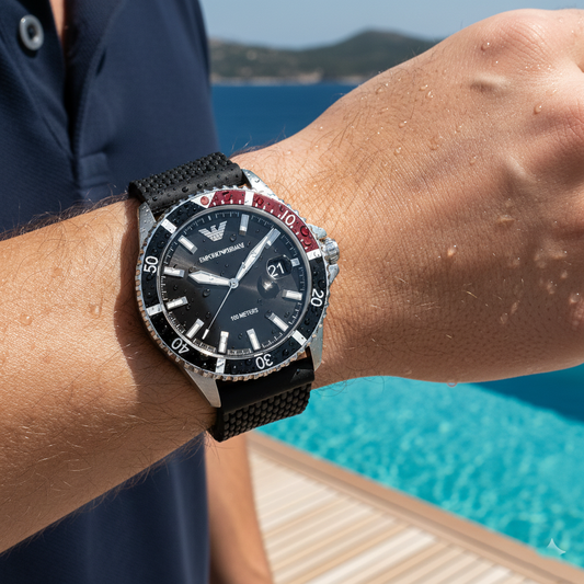 Emporio Armani AR11341 Black Dial Diver Style Chronograph Watch