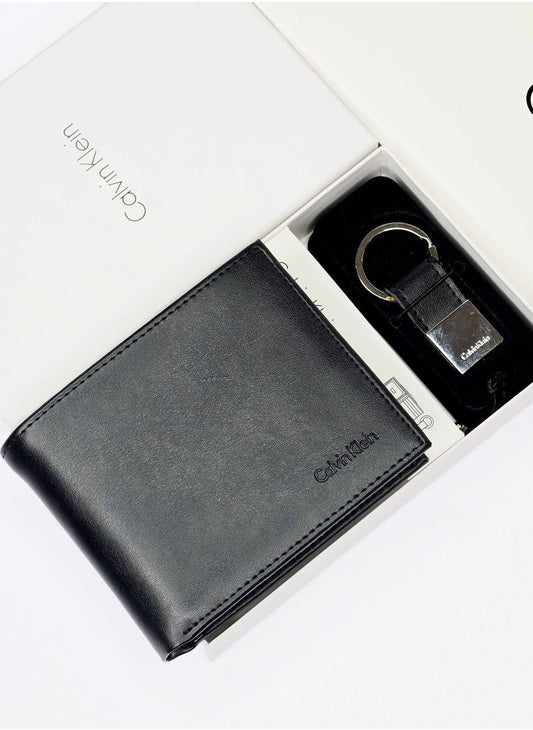 CK Black Leather Wallet-Keychain Set For Men 9#