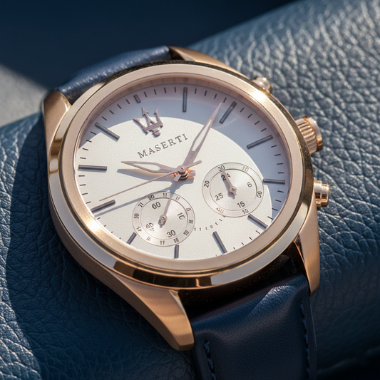 Maserati Traguardo R8871612016 Two-Tone Ivory Dial Blue Leather Watch