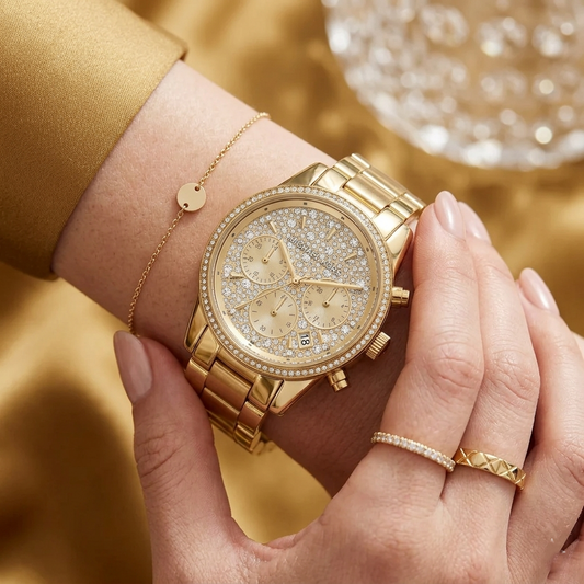 Michael Kors Parker MK7310 Gold-Tone Full Pavé Crystal Women's Watch