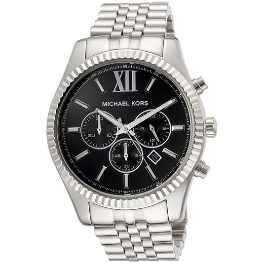 Michael Kors Lexington MK8602 Silver-Tone Black Dial Men's Watch
