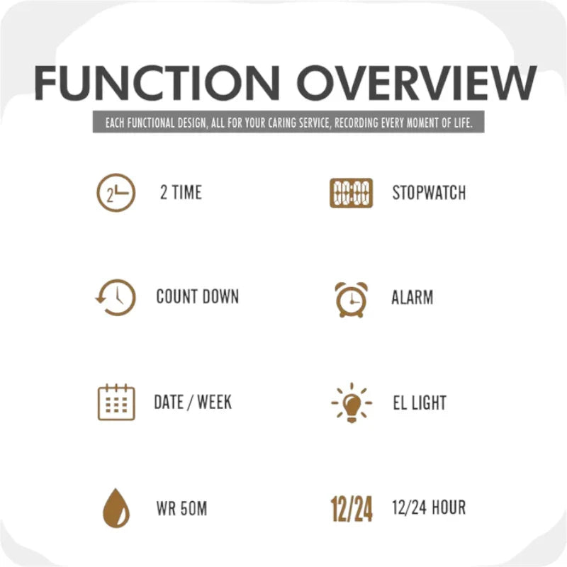 ساعة سكيمي 1971 رياضية متعددة الوظائف منبه تقويم بإضاءة LED رقمية لون ذهبي سوار اسود
