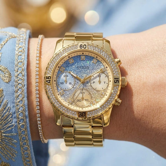 Guess Confetti W0774L2 Multi-Function Glitter Ombre Dial Women's Gold-Tone Watch