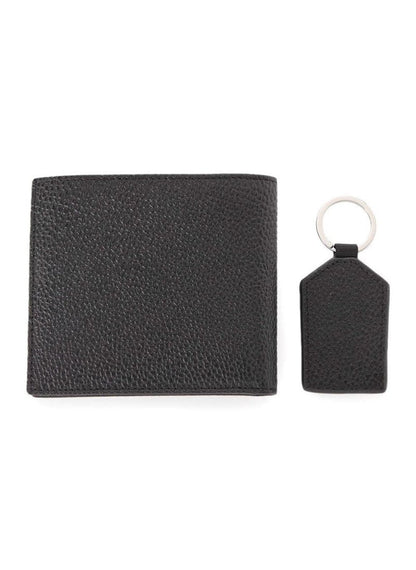 AX Black Leather Wallet & Keychain Set For Men 16#