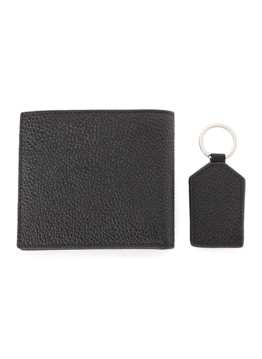 AX Black Leather Wallet & Keychain Set For Men 16#