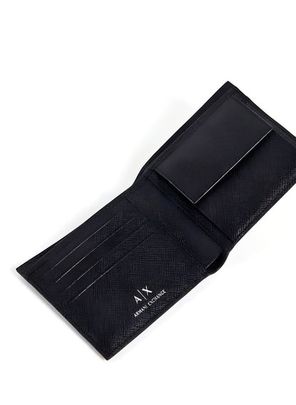 AX Black Leather Wallet & Keychain Set For Men 17#