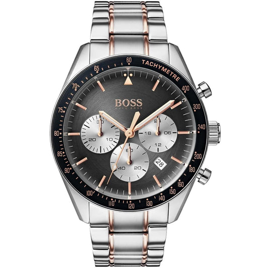 Hugo Boss Trophy 1513634 Two-Tone Silver Rose Gold Case Gray Dial Men's Watch