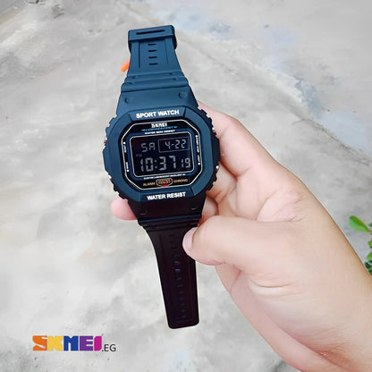 ساعة رياضية رقمية للرجال SKMEI 1134 بهيكل من الراتنج وسوار بلاستيك مطاطي