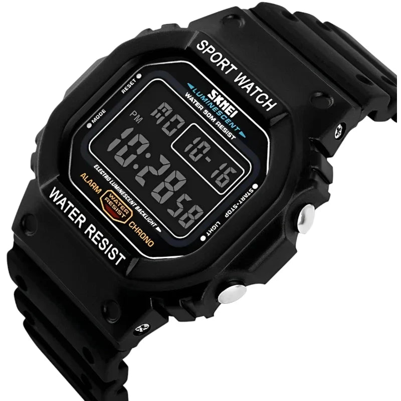 ساعة رياضية رقمية للرجال SKMEI 1134 بهيكل من الراتنج وسوار بلاستيك مطاطي