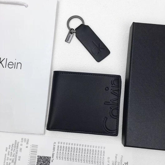 CK Black Leather Wallet-keychain Set For Men 10#