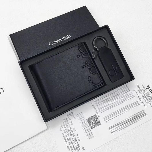 CK Black Leather Wallet-keychain Set For Men 10#