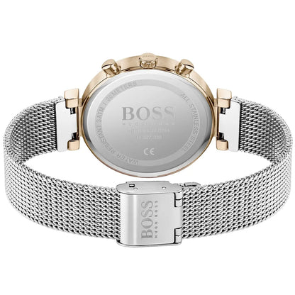 Original Hugo Boss Flawless Women's Watch - Rose Gold Mesh & Silver Dial (1502553)