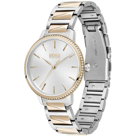 Hugo Boss Women’s Watch – Model 1502567 | Elegant Silver & Rose Gold Signature Design