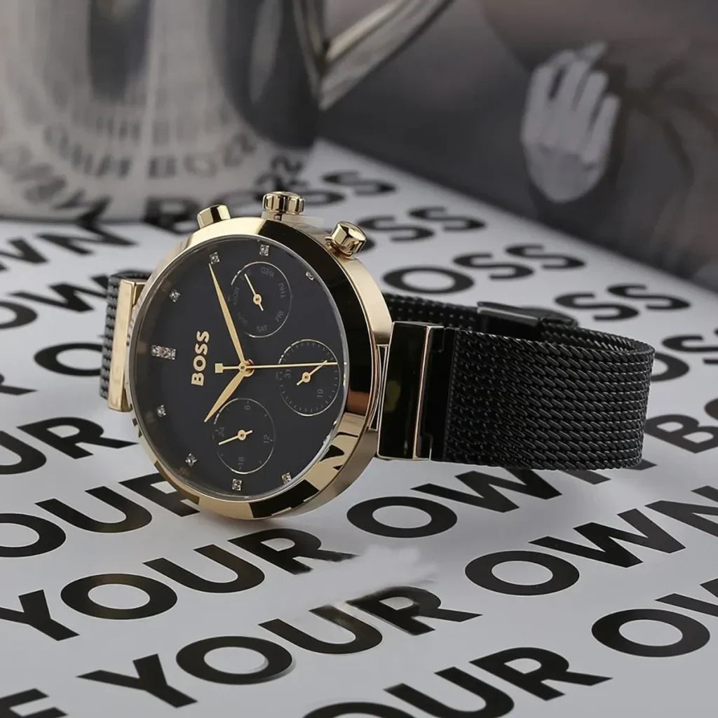 Hugo Boss Women’s Watch – Model 1502627 | Elegant Black Stainless Steel Design