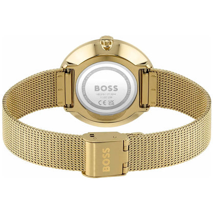 Original Hugo Boss Women's Watch - Gold Mesh & Full Crystal Dial (1502659)