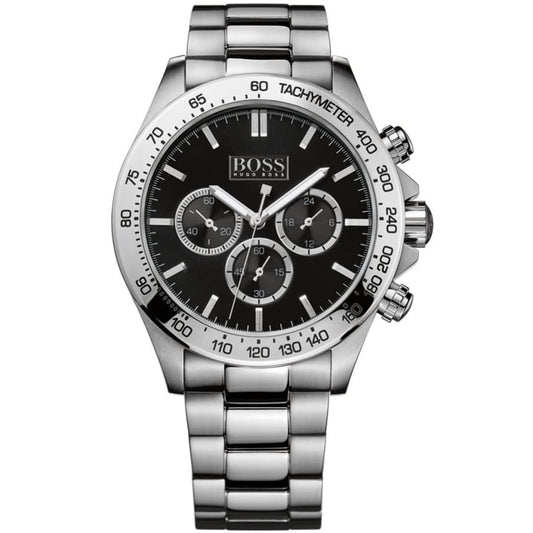 Hugo Boss Ikon 1512965 Silver Case Black Dial Silver Metal Men's Watch
