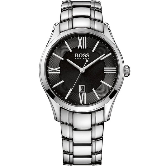 Hugo Boss Ambassador 1513025 Silver Case Black Dial Silver Metal Men's Watch