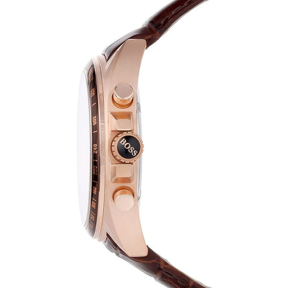 Hugo Boss Driver 1513093 Runner Rose Gold Case Brown Dial Brown Leather Men's Watch