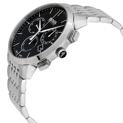 Hugo Boss Signature 1513267 Silver Case Black Dial Silver Metal Men's Watch