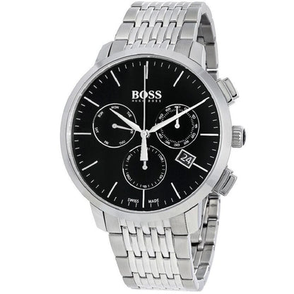 Hugo Boss Signature 1513267 Silver Case Black Dial Silver Metal Men's Watch