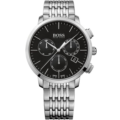 Hugo Boss Signature 1513267 Silver Case Black Dial Silver Metal Men's Watch