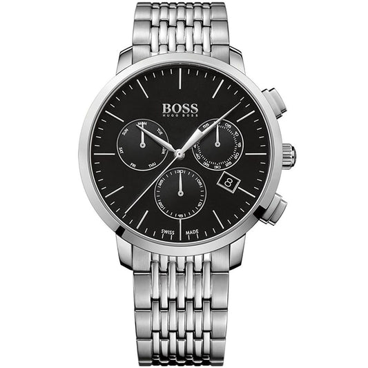 Hugo Boss Signature 1513267 Silver Case Black Dial Silver Metal Men's Watch