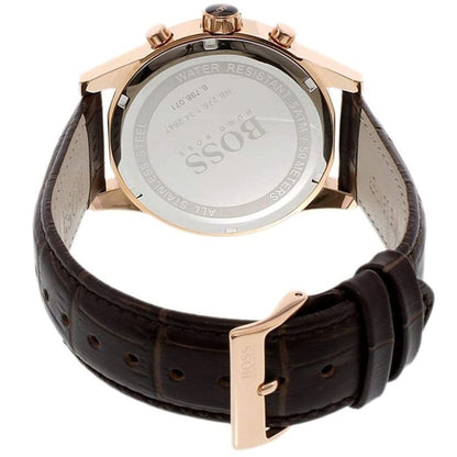 Hugo Boss Jet 1513281 Rose Gold Case Grey Dial Brown Leather Men's Watch