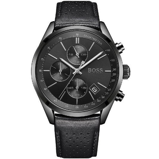 Hugo Boss Grand Prix 1513474 Black Ion-Plated Case Black Dial Black Leather Men's Watch