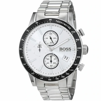 Hugo Boss Rafale 1513511 Silver Case Silver Dial Black Bezel Men's Watch