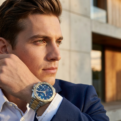 Hugo Boss Intensity 1513667 Two-Tone Silver Gold Case Blue Dial Men's Watch