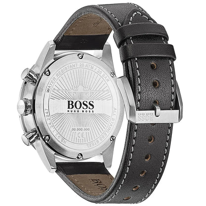 Hugo Boss Aero 1513770 Silver Case Black Dial Black Leather Men's Watch