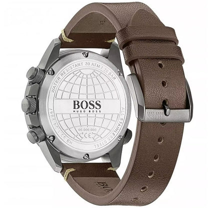 Hugo Boss Nomad 1513773 Gray Stainless Steel Blue Dial Brown Leather Men's Watch
