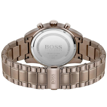 Hugo Boss Skymaster 1513788 Silver Case Blue Dial Brown Metal Men's Watch