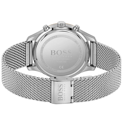 Hugo Boss Associate 1513805 Silver Stainless Steel Mesh Bracelet Black Dial Men's Watch