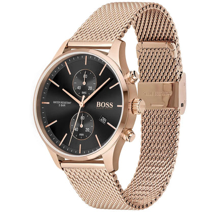 Hugo Boss Associate 1513806 Rose Gold Ion-Plated Stainless Steel Mesh Bracelet Men's Watch