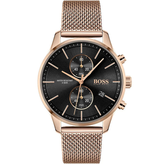 Hugo Boss Associate 1513806 Rose Gold Ion-Plated Stainless Steel Mesh Bracelet Men's Watch