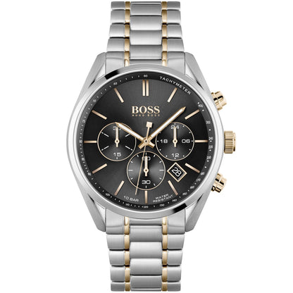 Hugo Boss Champion 1513819 Two-Tone Silver Rose Gold Case Black Dial Men's Watch