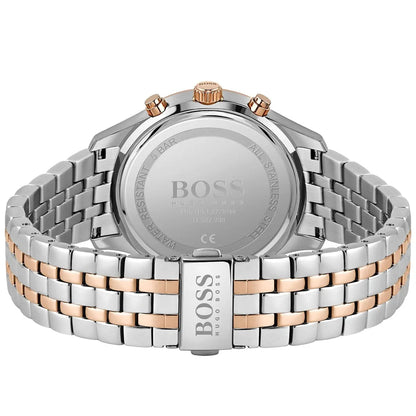Hugo Boss Associate 1513840 Two-Tone Silver Rose Gold Case Black Dial Men's Watch